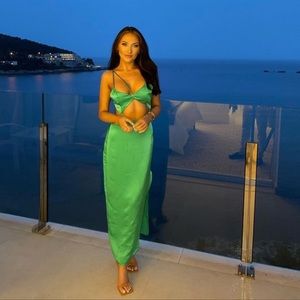 ZARA Asymmetric Satin Effect Dress